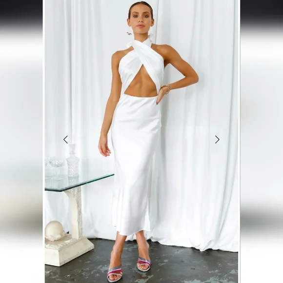 Hello Molly • Nobody's Love Maxi Dress White Satin Dress - Picture 5 of 6
